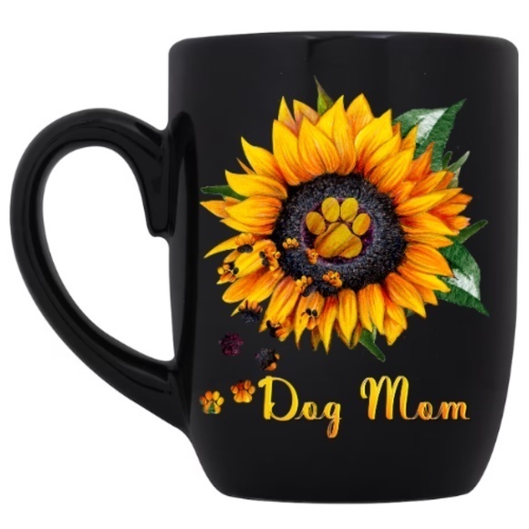 Dog Mom Sunflower Black Coffee Cup Mug - Picture 1 of 1